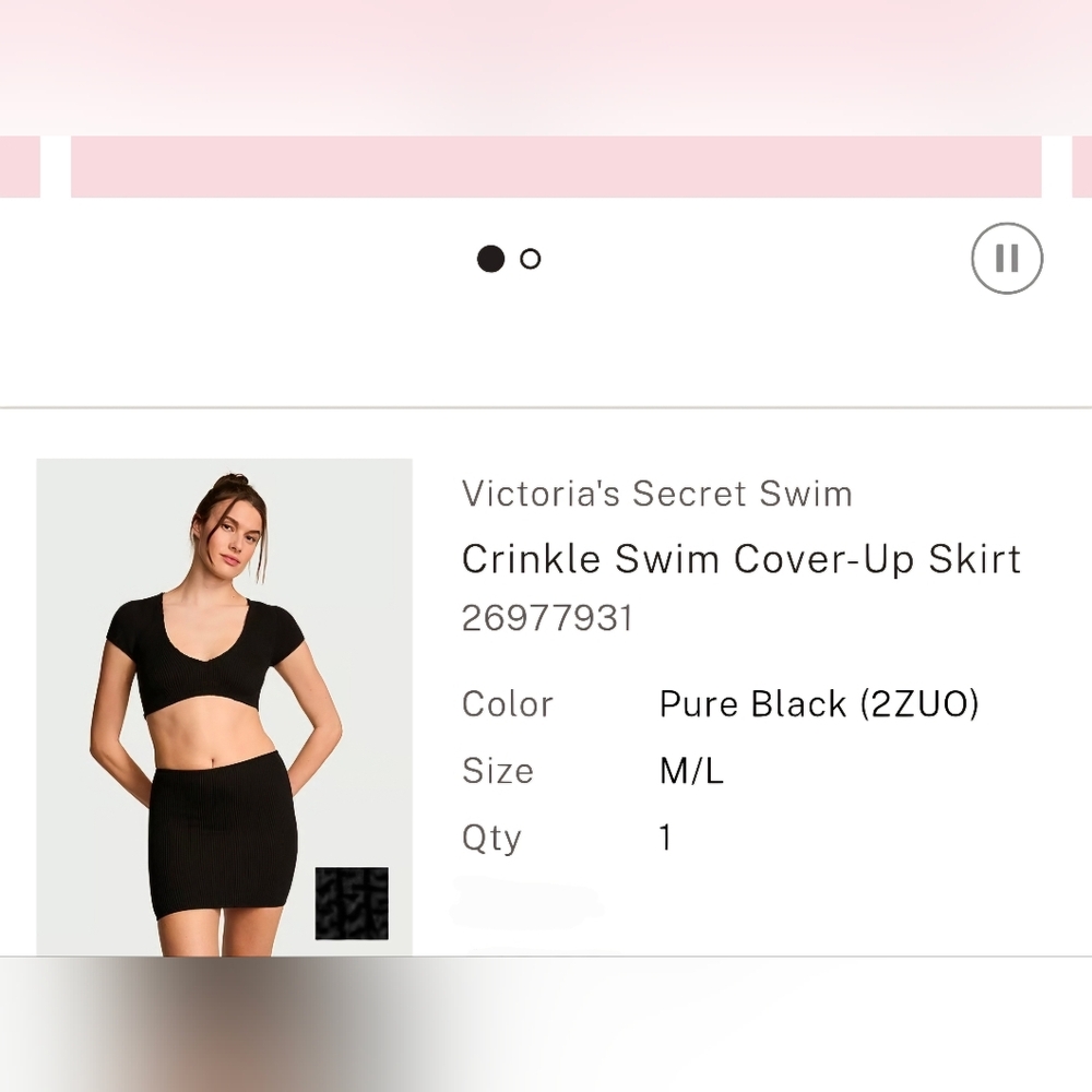Victoria's Secret Swim Crinkle Swim Cover Up Skirt Black Size Medium  / Large - Picture 4 of 4